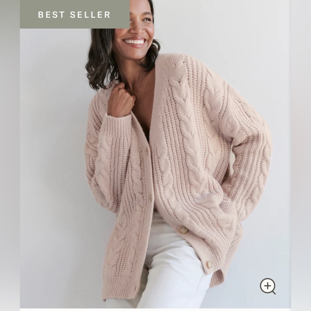 Jenni Kayne Cable Cocoon Cardigan in Blush